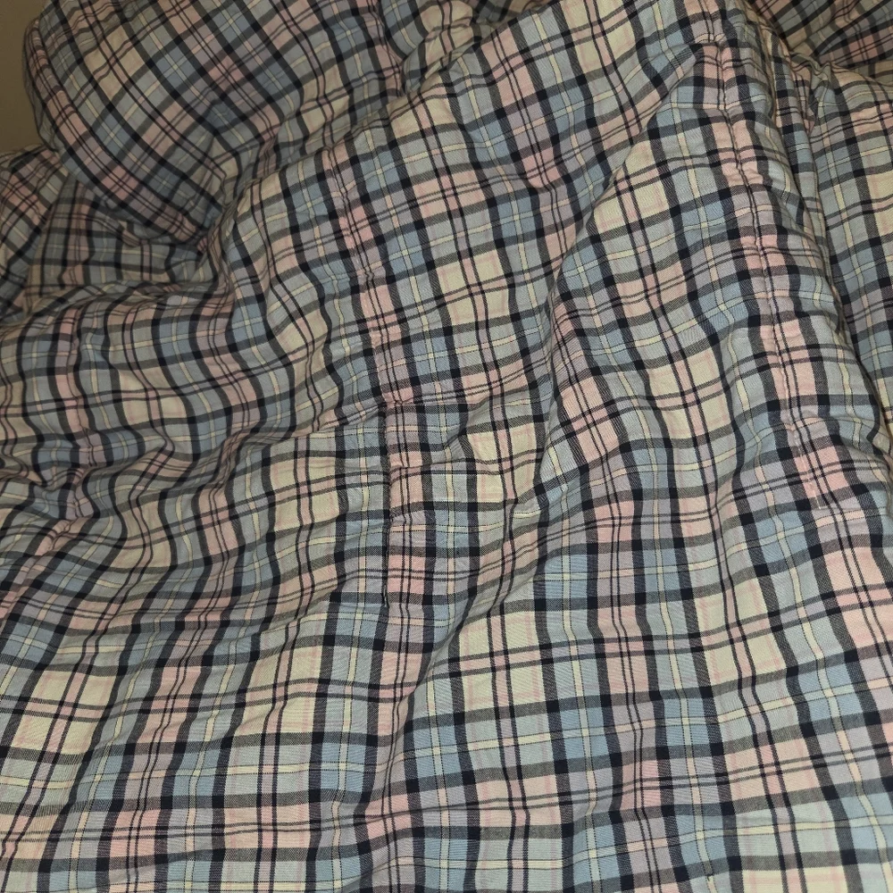 Tommy Hilfiger Home Twin Comforter Blue Plaid Cotton Textured Pleated Crinkled - Picture 6 of 7